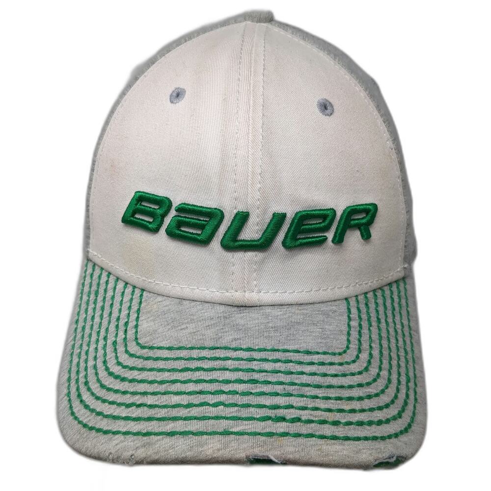 New Era Bauer Hockey Baseball Cap Gray M 39THIRTY Clover Green Stitching Hat